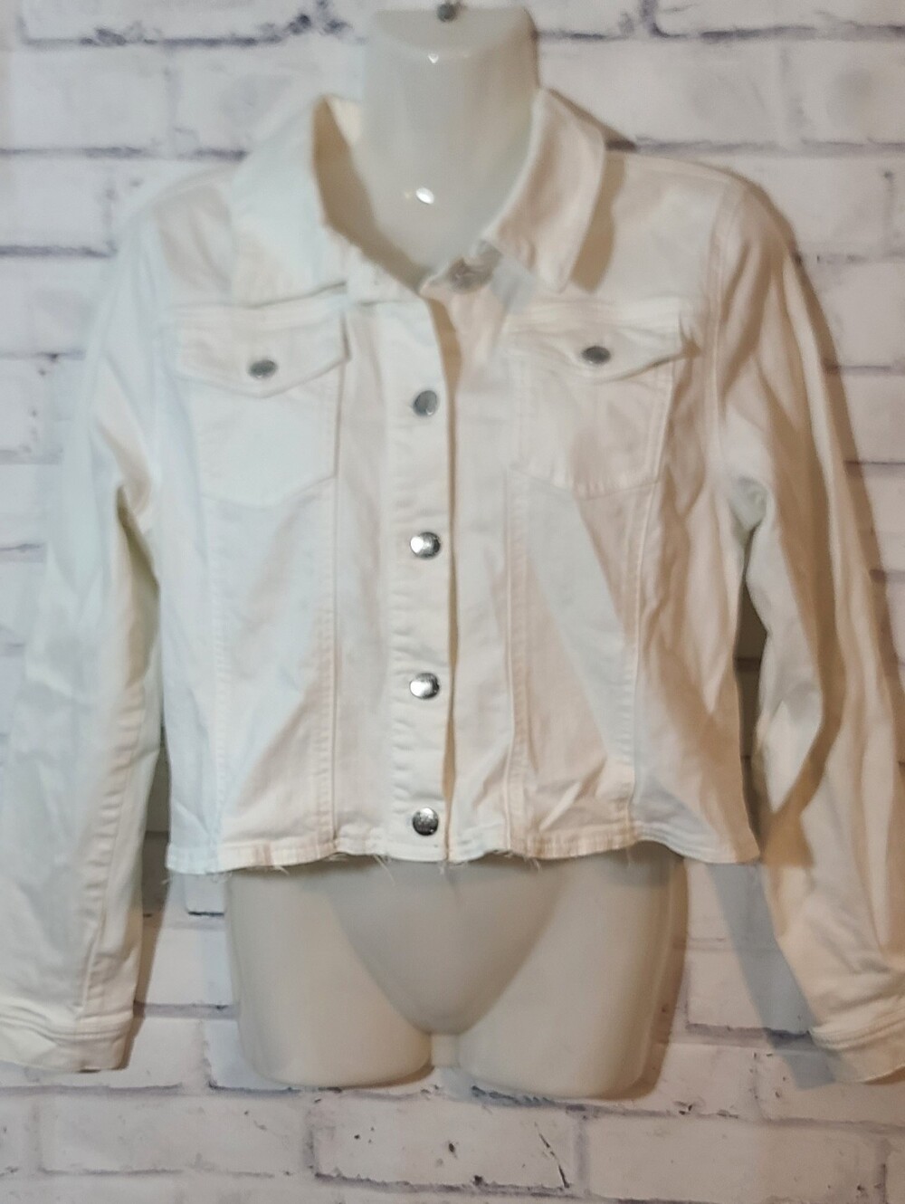 Women With Control My Wonder Denim Collection White Jean Jacket, Size M